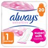 Always Ultra Sensitive Normal Plus (rozmiar 1) Podpaski ze skrzydełkami, 20